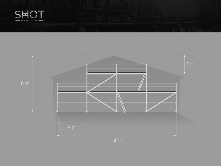 Nowe rusztowanie elewacyjne, na ścianę szczytową ~ typ Plettac ~ 65m2