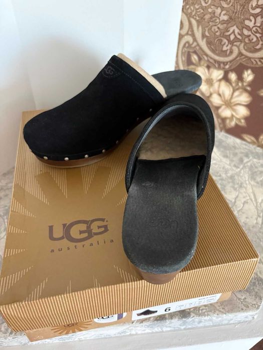 Шкіряні клоги бренд UGG Australia, сабо з дерев'яною підошвою НОВІ