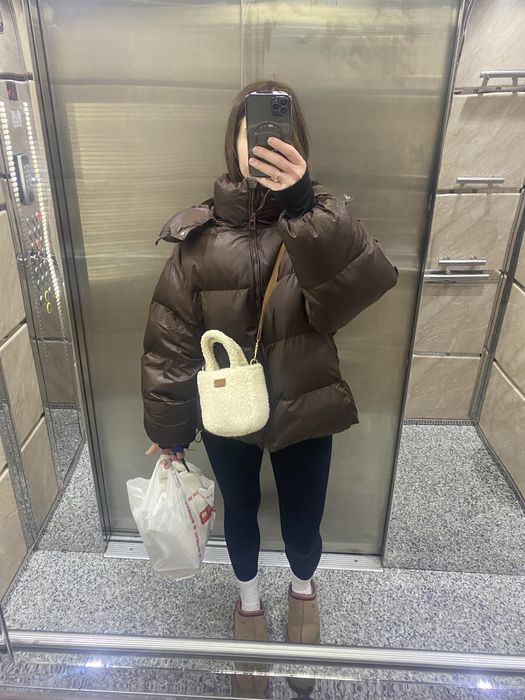 Пуховик дутий тренд шоколад