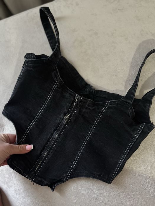 Топ корсет ZARA S/M джинсовий чорний