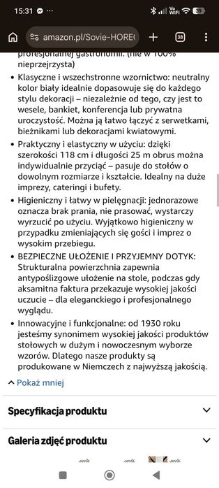 Rolka  obrusu białego