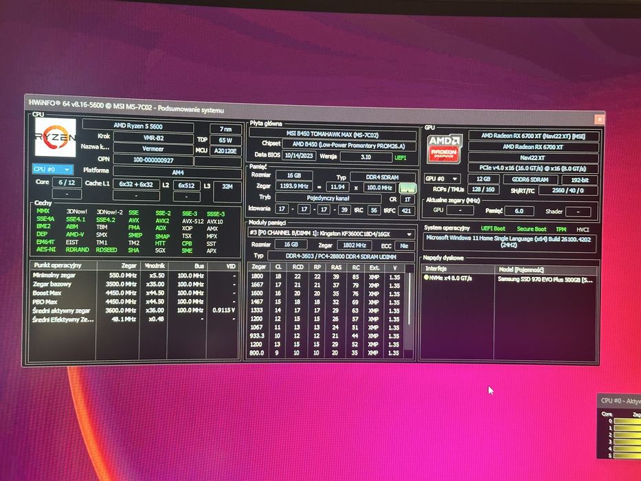 Komputer RX 6700 XT/RTX 3070 | R5 5600 | 16gb | rgb do grania msi