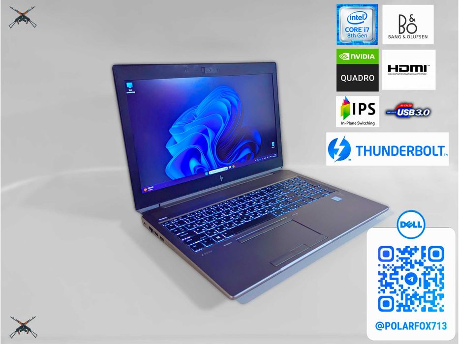 *️⃣Игровой HP ZBook 15 G5 i7/4.3GHz/FullHD_IPS/32GB_RAM/512GB_SSD/NVIDIA 4GB/Thunderbolt/Webcam