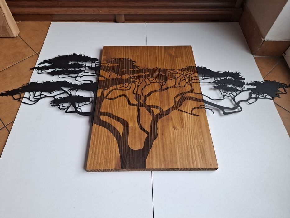 Dekoracja ścienna " Drzewo Akacji" 144x70cm  drewno/metal