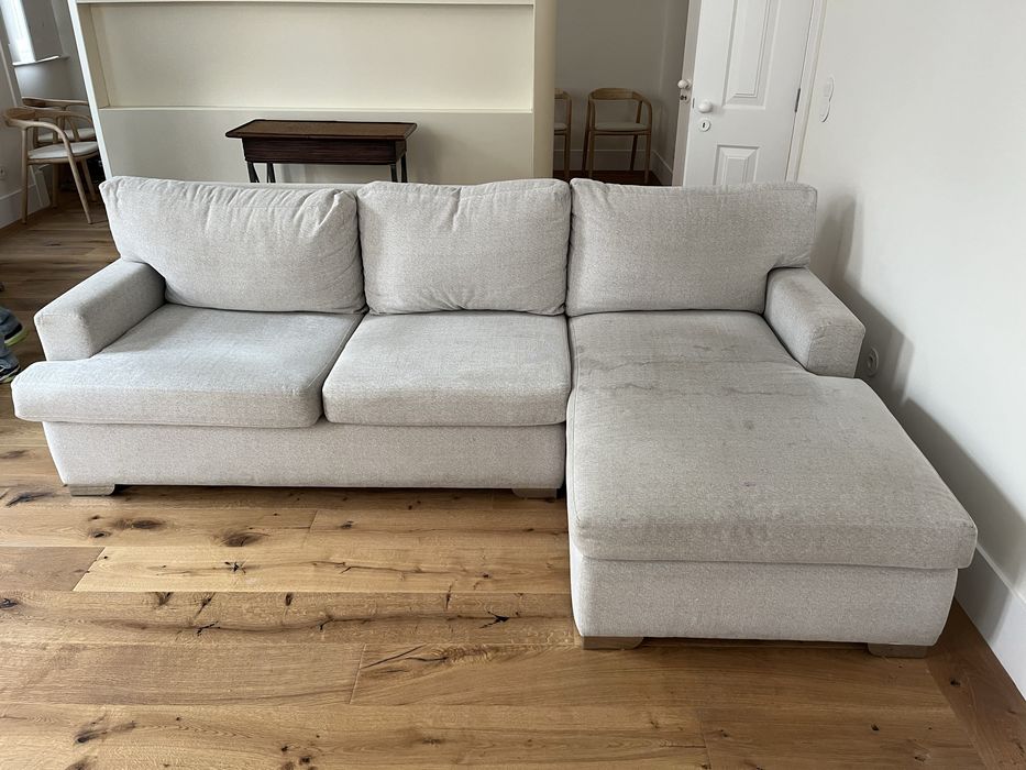 Sofá com chaise longue Cinzento