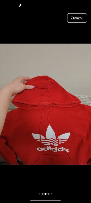 Czerwona bluza z kapturem Adidas xs