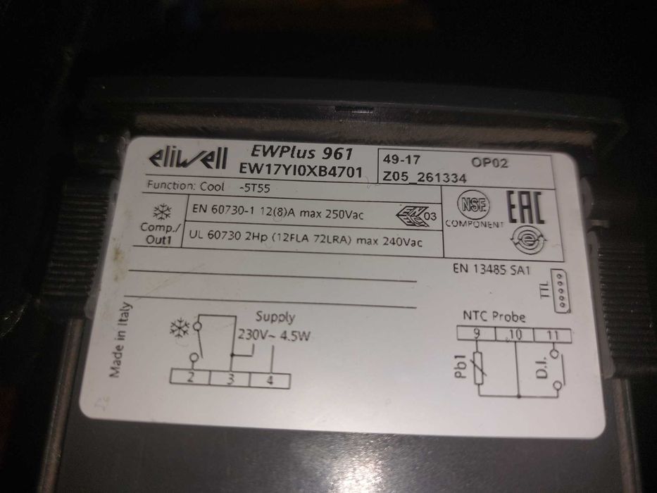 Термостат, контроллер Eliwell Id 961 (Эливел 961), EW 961