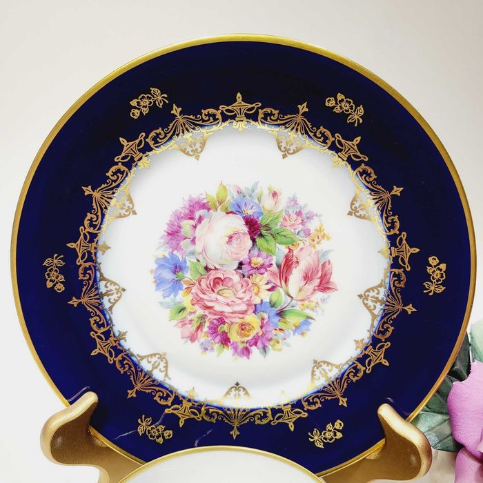 Антик Rosenthal чайное трио 1930-е, глубокий кобальт,золото, Rosalinde