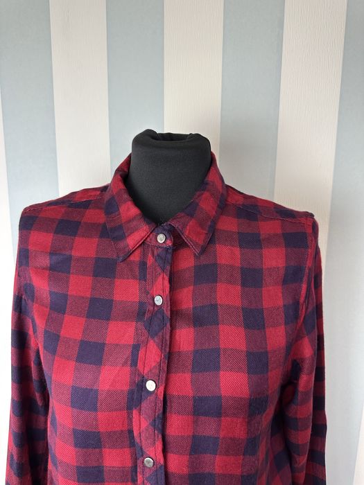 Czerwona koszulowa szmizjerka sukienka z długim rękawem 36/38 Pimkie