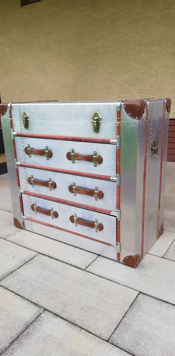 Komoda Aviator skrzynia walizka aluminium szafka kufer inspirowana szu