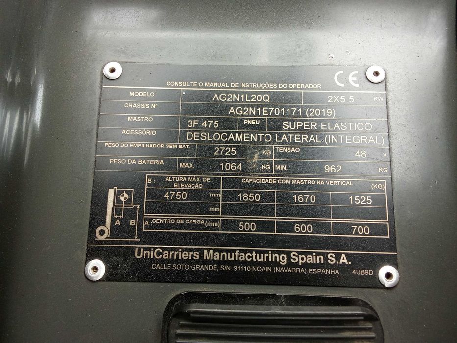 Empilhador UNICARRIERS (NISSAN) 2 ton electrico 2019
