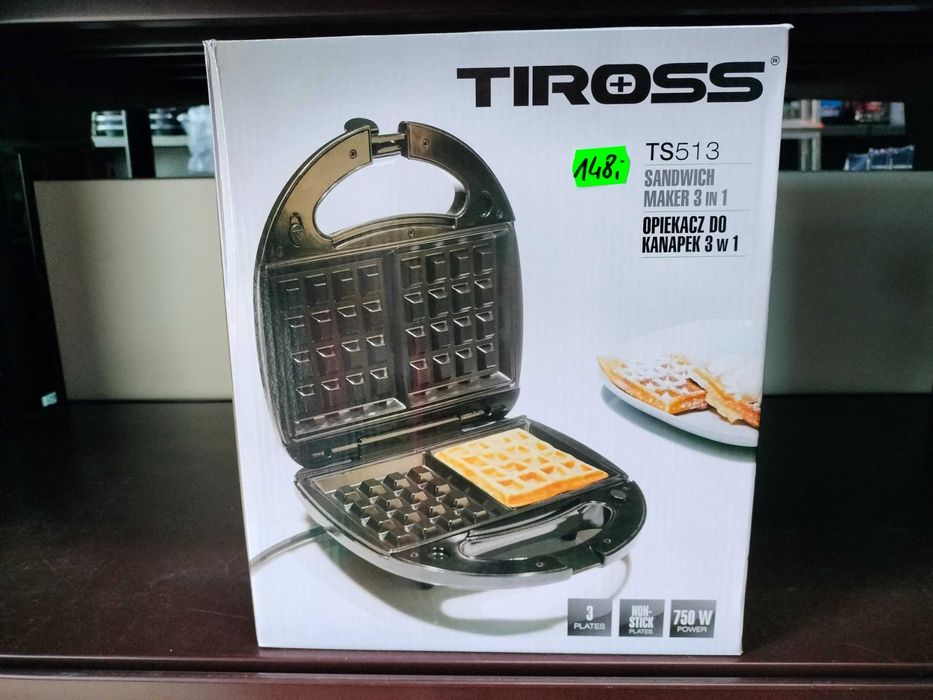 Wielofunkcyjny OPIEKACZ 750W 3w1 wymienne wkłady gofrownica toster