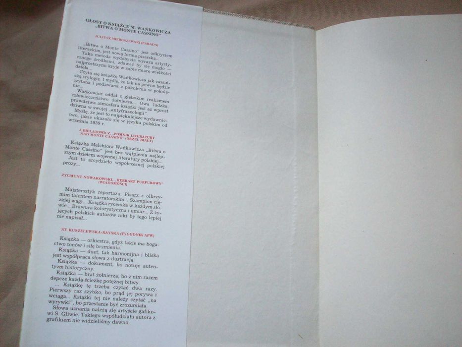 Bitwa o Monte Cassino, M.Wańkowicz, 3 tomy, oprawa twarda, 1989.
