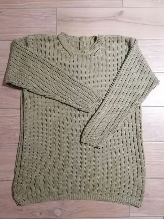 Sweter sweterek ażurowy damski oliwkowy rozmiar 42 XL