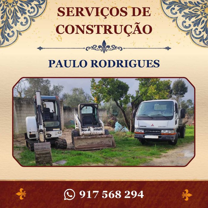 Trabalhos de mini-escavadora/giratória e construção
