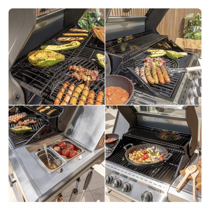 Barbecue a gás com 3+1 queimadores em aço inoxidavel