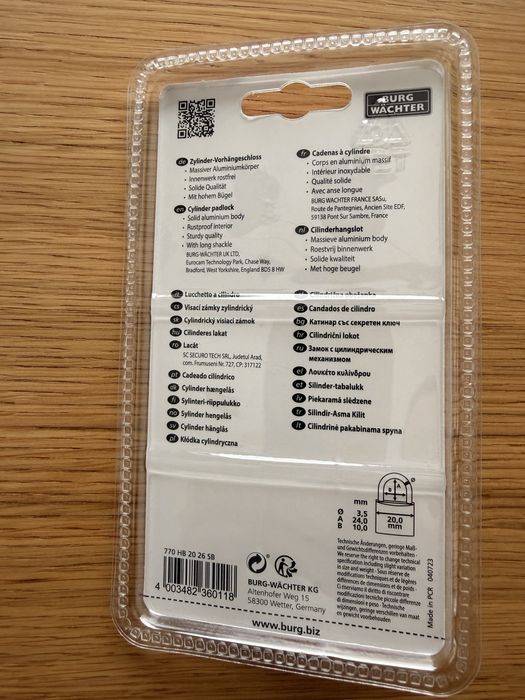 Kłódka mini 20mm kabłąk 3,5mm Burg Wachter model 770HB 20 26