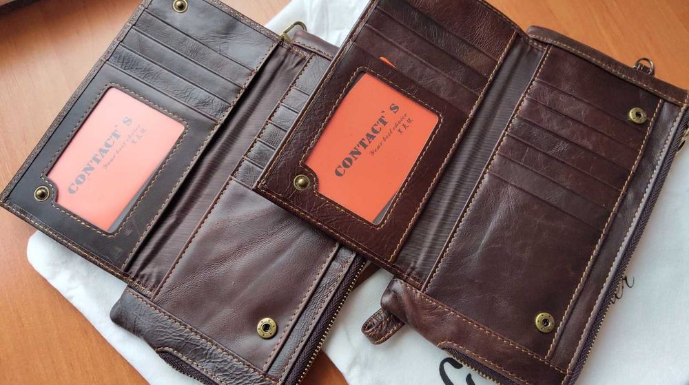 Клач кошелёк CONTACTS "Army" из 100% коровьей кожи! RFID защита!