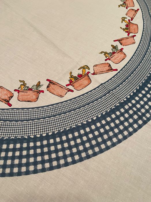 Toalha de mesa redonda com motivos de cozinha