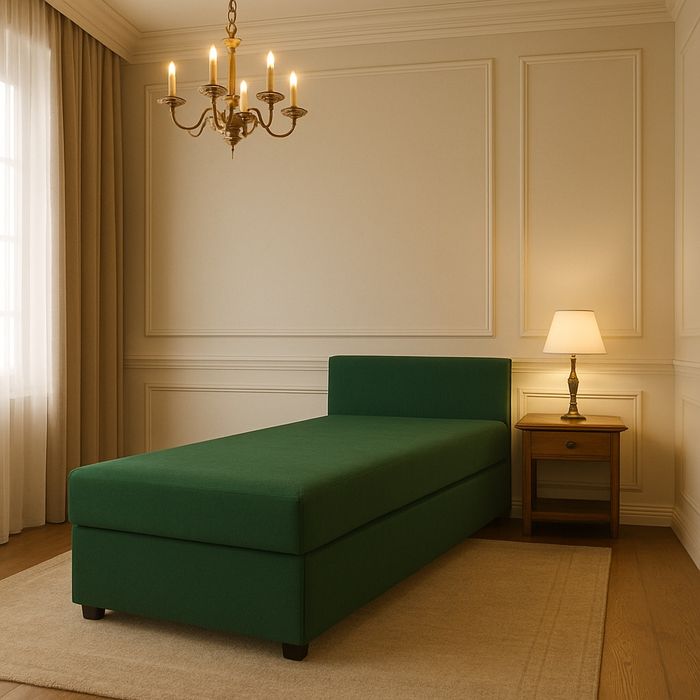 Łóżko , Tapczan  jednoosobowy z pojemnikiem i zaglowiiem