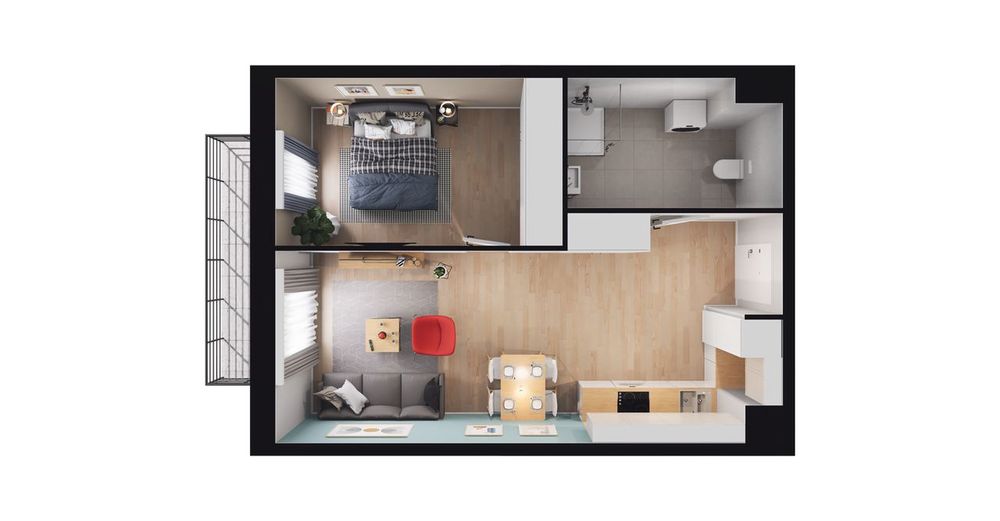 2-pokojowe mieszkanie 43m2 + balkon