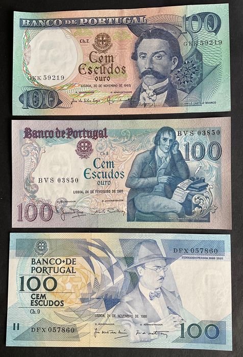 Notas 100 e 20 Escudos novas - não circuladas