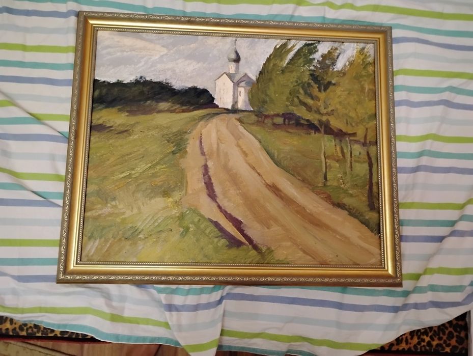 Картина маслом "Церков у полі"