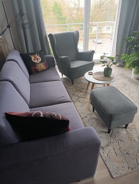 Fotel STRANDMON Ikea + podnóżek