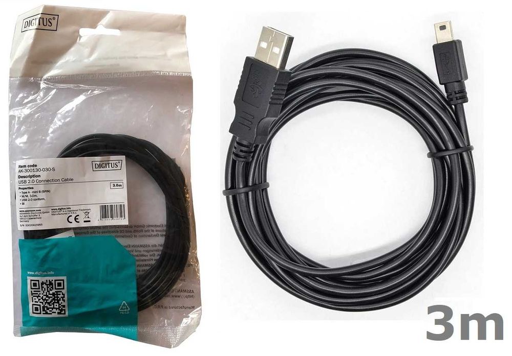 Kabel Mini USB 3m miniUSB Pad PS3 Nawigacja Aparat 3M * Video-Play