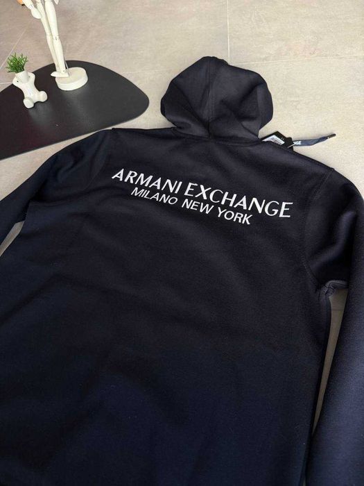 Чоловіча мужская  Зіп худі  кофта зіпка armani excnange зіп худі армані вишете лого