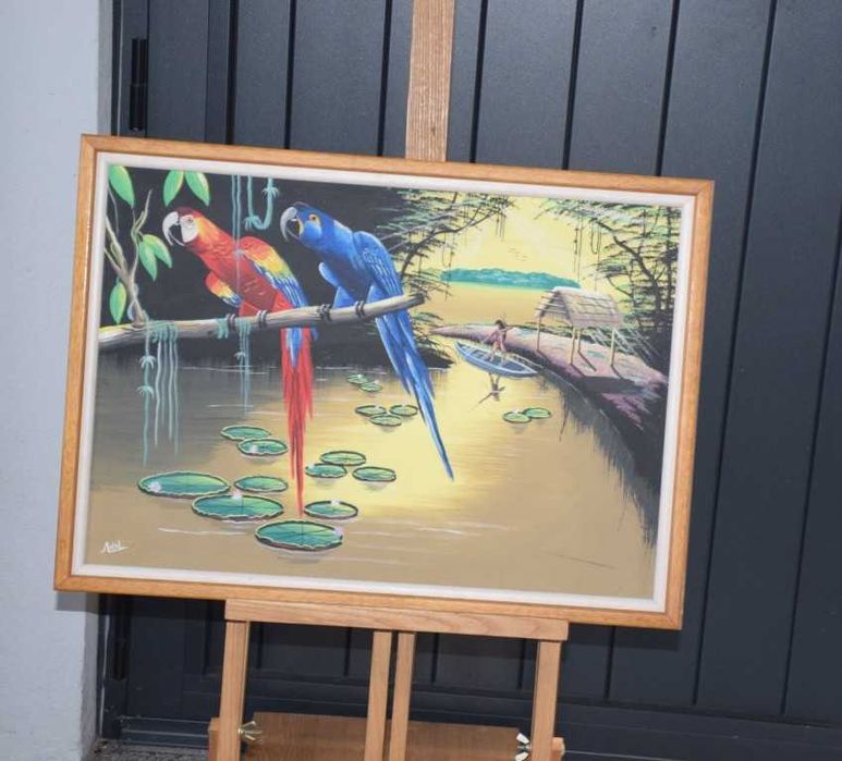 Quadro pintado pelos índios da Amazónia brasileira (assinado pelo autor)