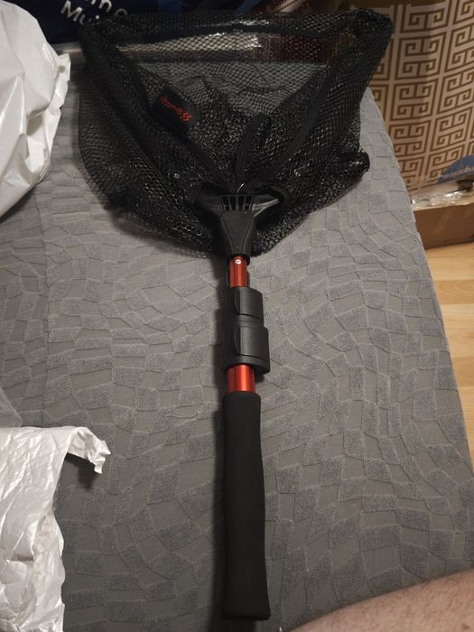 Sougayilang Rede de Pesca Flutuante, Rede de Desembarque de Peixes, Cabo Telescópico Dobrável, Malha de Nylon Durável, Comprimento: 115 Cm)