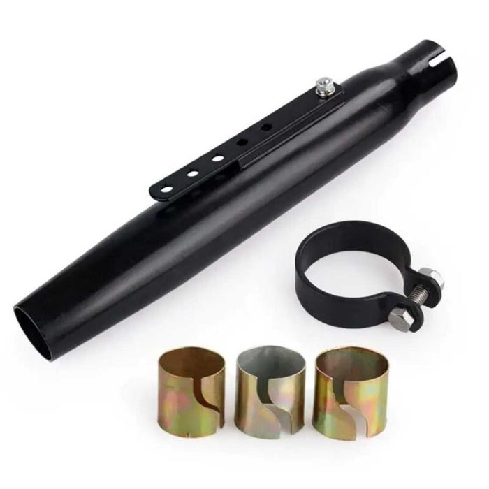 Ponteira Escape Universal Chopper Bobber 435mm Cromado Preto Mate