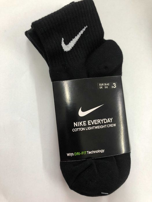 6 par skarpet Nike z czystego bawełny. Czarne, krótkie, Rozmiar M/L