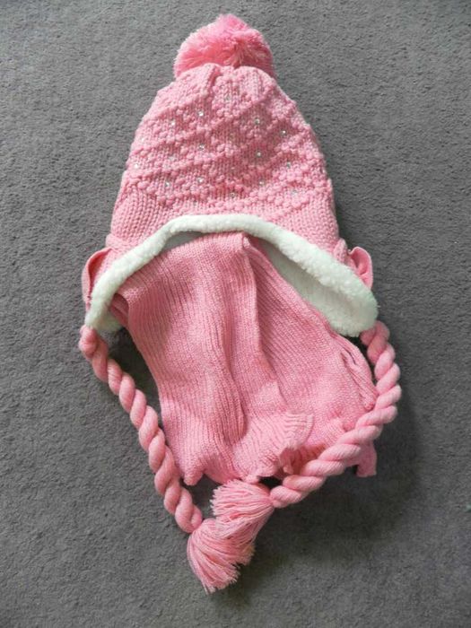 Czapka + szalik . komplet dla dziewczynki . sztuczne futro