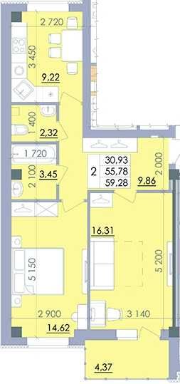 Продаж двокімнатної квартири в новобудові. Будинок зданий.