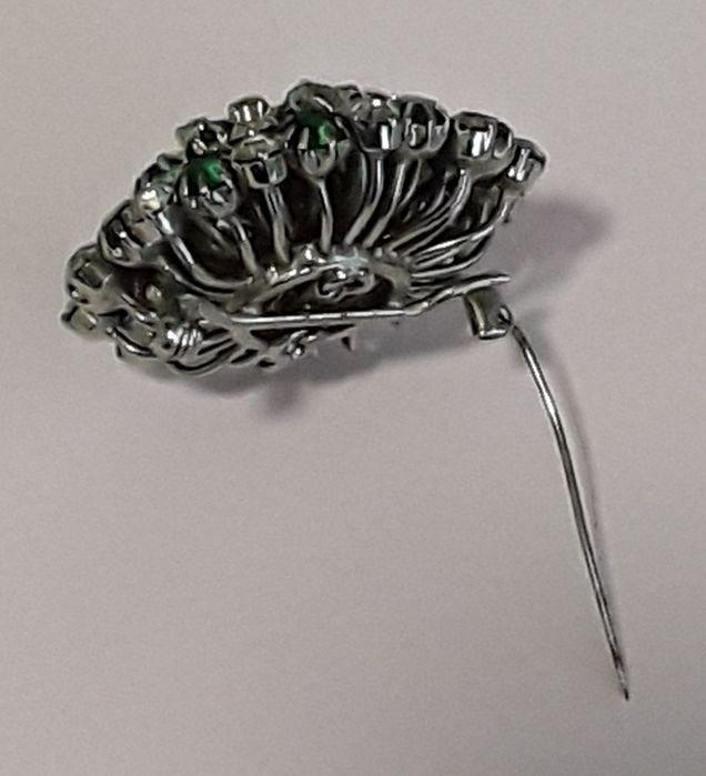 Emerald Green and White Brooch / Pin / Clasp, Antique64564057964546122