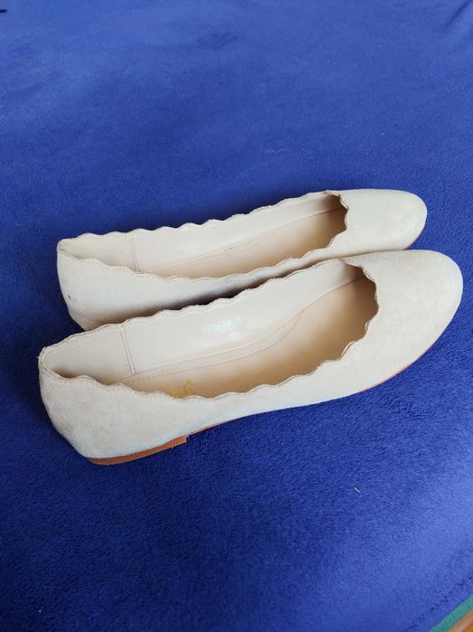 Baleriny buty skóra 38 molye beżowe