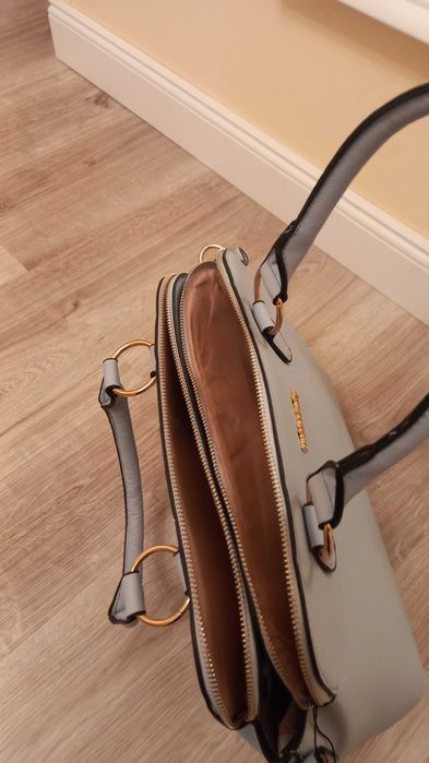 Torebka kuferek błękitna popielata szara