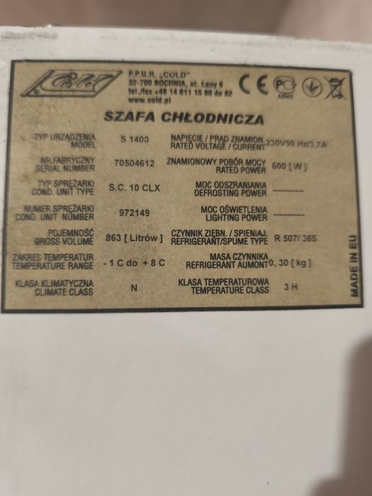Szafa chłodnicza