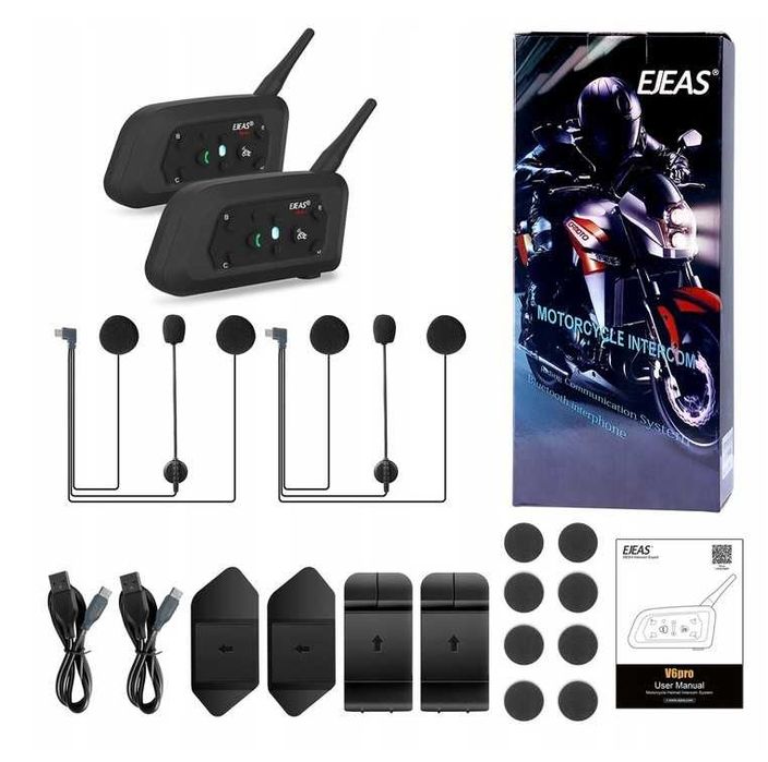 Interkom motocyklowy EJEAS V6 PRO 2 kaski