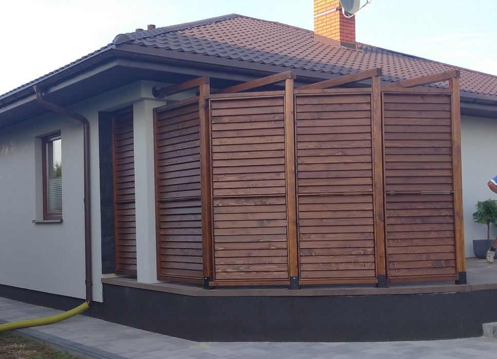 Ruchome deseczki żaluzje drewniane tarasowe shuttersy