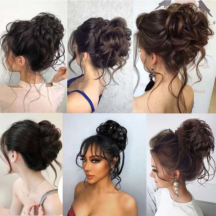 Шиньон пучок хвост волосы на заколке крабе