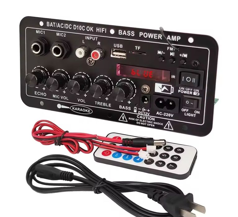 Bluetooth автомобильный усилитель D10-II 12В/24В (AUX,TF,USB, звук