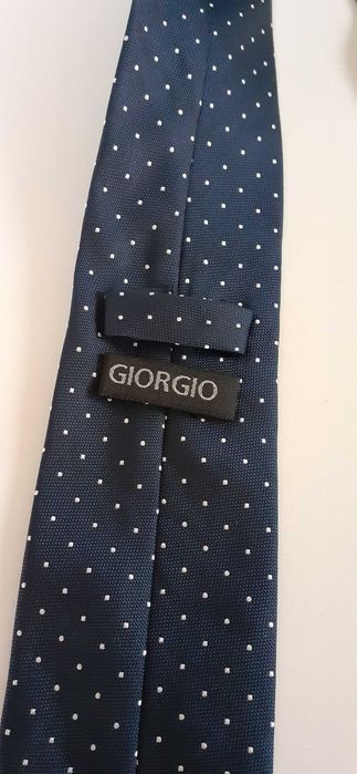 Нова чоловіча краватка від GIORGIO, кольор темно синій в білу крапку
