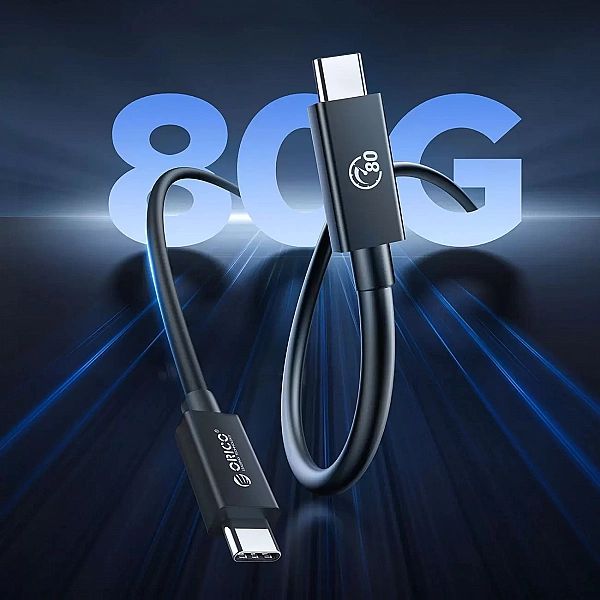 Kabel Orico USB4 Thunderbolt5/80Gbps 240W USB-C do USB-C 1m - czarny