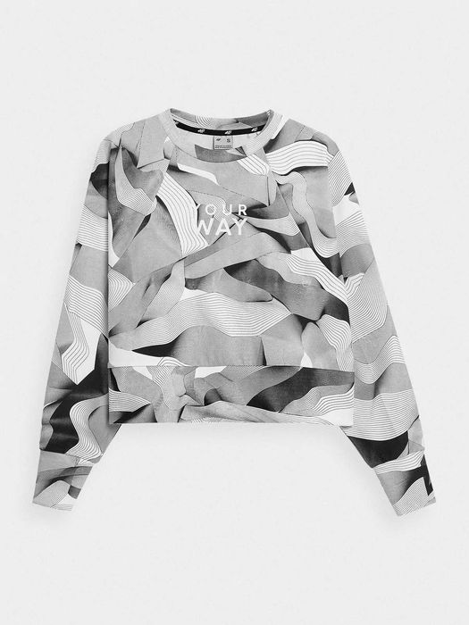 4F Nowa bluza S/36 crop top wzór bluzka koszulka longsleeve swetr
