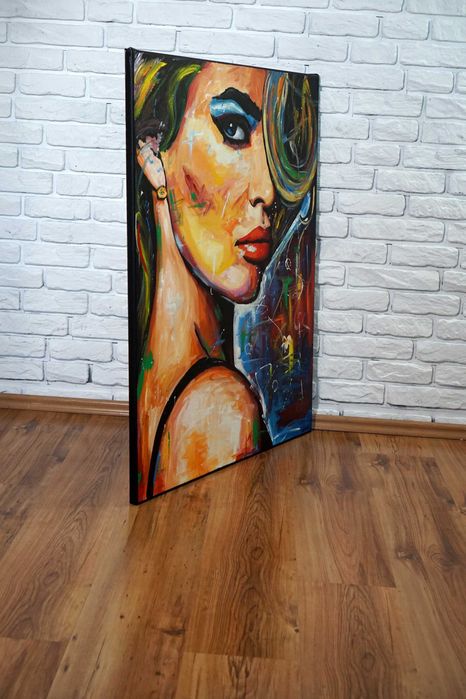 Ręcznie malowany duży obraz olejny portret pięknej kobiety nowoczesny