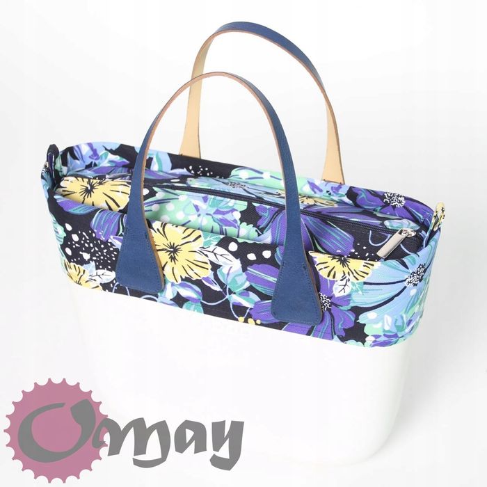 organizer do OBAG MINI i OPASKA kwiaty granatowy 2 kieszenie OMAY