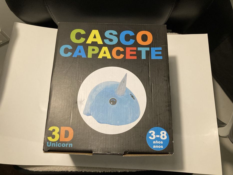 Capacete 3D unicornio azul de criança 3-8 anos novo